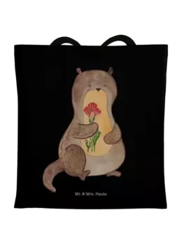 Сумка для переноски Mr & Mrs Panda Otter Blumenstrau ohne Spruch, черный