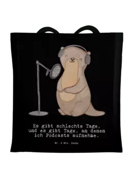 Сумка для переноски Mr & Mrs Panda Otter Podcast aufnehmen, черный