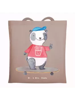 Сумка для переноски Mr & Mrs Panda Panda Longboard fahren ohne Spruch, пастельно-коричневый