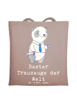 Сумка для переноски Mr & Mrs Panda Panda Bester Trauzeuge der Welt mit, пастельно-коричневый