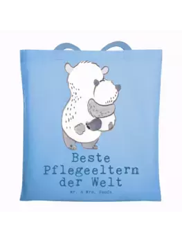 Сумка для переноски Mr & Mrs Panda Panda Beste Pflegeeltern der Welt m, небесно-синий