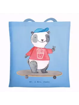Сумка для переноски Mr & Mrs Panda Panda Longboard fahren ohne Spruch, небесно-синий