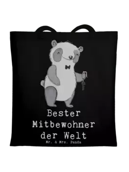 Сумка для переноски Mr & Mrs Panda Panda Bester Mitbewohner der Welt m, черный