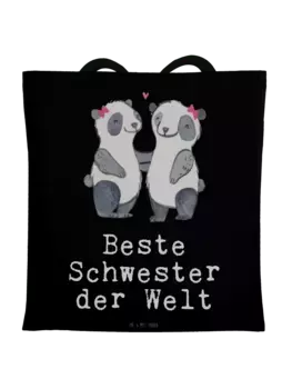 Сумка для переноски Mr & Mrs Panda Panda Beste Schwester der Welt, черный