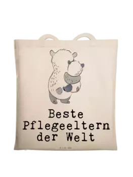 Сумка для переноски Mr & Mrs Panda Panda Beste Pflegeeltern der Welt m, кремовый