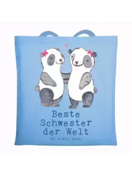 Сумка для переноски Mr & Mrs Panda Panda Beste Schwester der Welt, небесно-синий