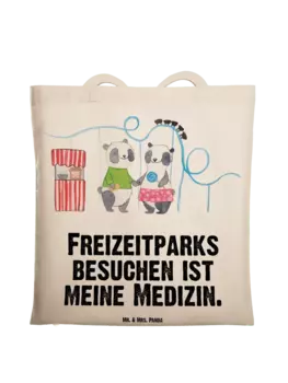 Сумка для переноски Mr & Mrs Panda Pandas Freizeitpark besuchen, кремовый