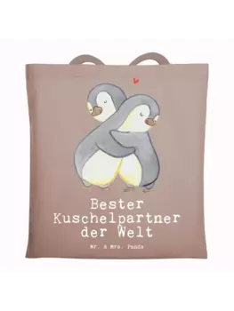 Сумка для переноски Mr & Mrs Panda Pinguin Bester Kuschelpartner der W, пастельно-коричневый