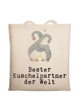 Сумка для переноски Mr & Mrs Panda Pinguin Bester Kuschelpartner der W, кремовый