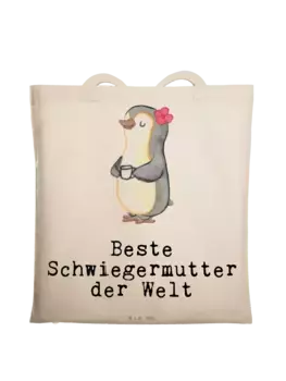 Сумка для переноски Mr & Mrs Panda Pinguin Beste Schwiegermutter der W, кремовый