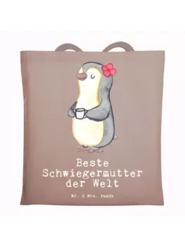 Сумка для переноски Mr & Mrs Panda Pinguin Beste Schwiegermutter der W, пастельно-коричневый