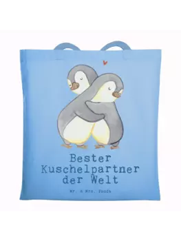 Сумка для переноски Mr & Mrs Panda Pinguin Bester Kuschelpartner der W, небесно-синий