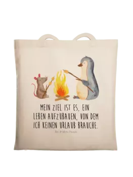 Сумка для переноски Mr & Mrs Panda Pinguin Lagerfeuer, кремовый