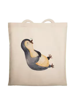 Сумка для переноски Mr & Mrs Panda Pinguin Lachen ohne Spruch, кремовый