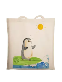 Сумка для переноски Mr & Mrs Panda Pinguin Surfer ohne Spruch, кремовый