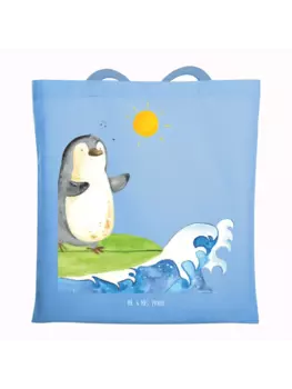 Сумка для переноски Mr & Mrs Panda Pinguin Surfer ohne Spruch, небесно-синий