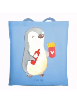 Сумка для переноски Mr & Mrs Panda Pinguin Pommes ohne Spruch, небесно-синий