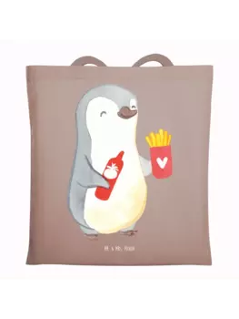 Сумка для переноски Mr & Mrs Panda Pinguin Pommes ohne Spruch, пастельно-коричневый