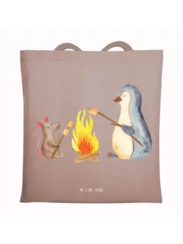 Сумка для переноски Mr & Mrs Panda Pinguin Lagerfeuer ohne Spruch, пастельно-коричневый