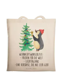 Сумка для переноски Mr & Mrs Panda Pinguin Weihnachtsbaum, кремовый