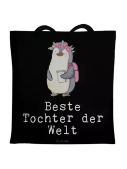Сумка для переноски Mr & Mrs Panda Pinguin Beste Tochter der Welt, черный