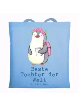 Сумка для переноски Mr & Mrs Panda Pinguin Beste Tochter der Welt, небесно-синий
