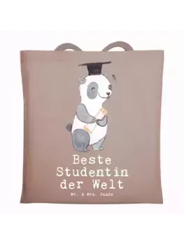 Сумка для переноски Mr & Mrs Panda Pinguin Beste Studentin der Welt mi, пастельно-коричневый