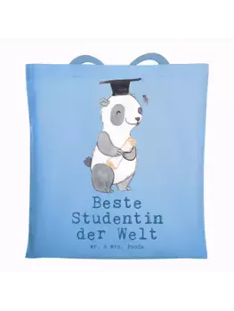 Сумка для переноски Mr & Mrs Panda Pinguin Beste Studentin der Welt mi, небесно-синий