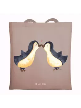 Сумка для переноски Mr & Mrs Panda Pinguin Liebe ohne Spruch, пастельно-коричневый