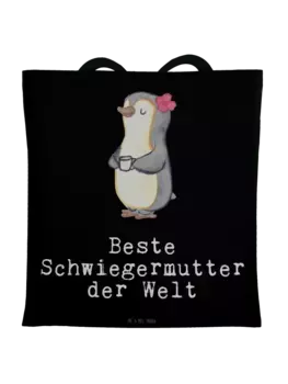 Сумка для переноски Mr & Mrs Panda Pinguin Beste Schwiegermutter der W, черный