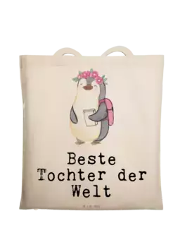 Сумка для переноски Mr & Mrs Panda Pinguin Beste Tochter der Welt, кремовый