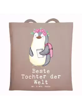 Сумка для переноски Mr & Mrs Panda Pinguin Beste Tochter der Welt, пастельно-коричневый