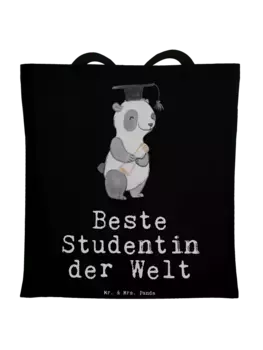 Сумка для переноски Mr & Mrs Panda Pinguin Beste Studentin der Welt mi, черный