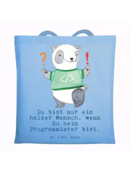 Сумка для переноски Mr & Mrs Panda Programmierer Herz, небесно-синий