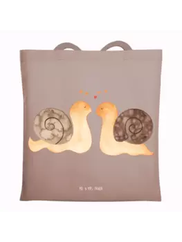 Сумка для переноски Mr & Mrs Panda Schnecken Liebe ohne Spruch, пастельно-коричневый