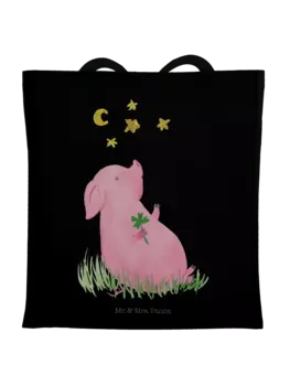 Сумка для переноски Mr & Mrs Panda Schwein Glck ohne Spruch, черный