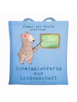 Сумка для переноски Mr & Mrs Panda Schwimmlehrerin Leidenschaft, небесно-синий