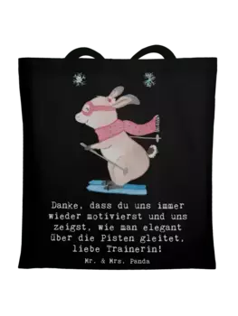 Сумка для переноски Mr & Mrs Panda Skifahren Trainerin Liebe, черный