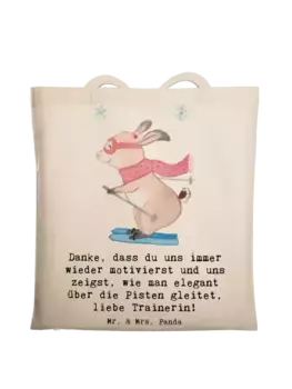 Сумка для переноски Mr & Mrs Panda Skifahren Trainerin Liebe, кремовый