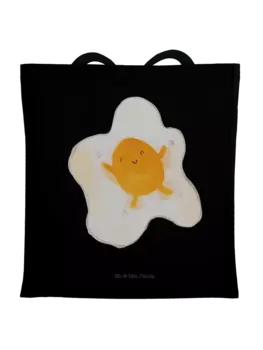 Сумка для переноски Mr & Mrs Panda Spiegelei Ei ohne Spruch, черный