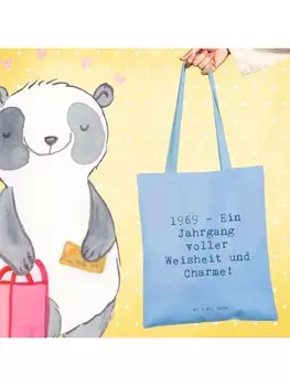 Сумка для переноски Mr & Mrs Panda Spruch 1969 Geburtstag, небесно-синий