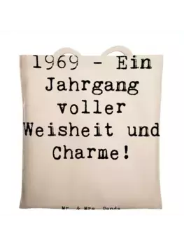 Сумка для переноски Mr & Mrs Panda Spruch 1969 Geburtstag, кремовый