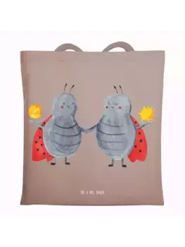 Сумка для переноски Mr & Mrs Panda Sternzeichen Zwilling ohne Spruch, пастельно-коричневый