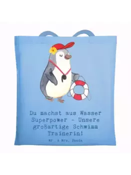 Сумка для переноски Mr & Mrs Panda Superpower Schwimmen Trainerin, небесно-синий