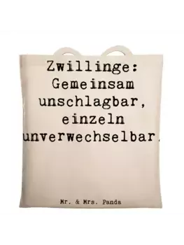 Сумка для переноски Mr & Mrs Panda Unschlagbare Zwillingsgeschwister m, кремовый