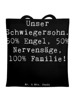 Сумка для переноски Mr & Mrs Panda Unser Schwiegersohn 50% Engel 50%, черный
