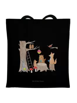 Сумка для переноски Mr & Mrs Panda Waldtiere Picknick ohne Spruch, черный