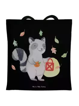 Сумка для переноски Mr & Mrs Panda Waschbr Laterne ohne Spruch, черный