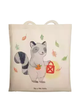 Сумка для переноски Mr & Mrs Panda Waschbr Laterne ohne Spruch, кремовый