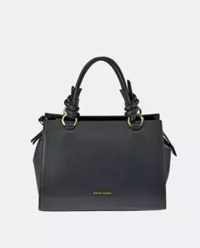 Сумка для переноски с плечевым ремнем из черной кожи Pierre Cardin, чёрный